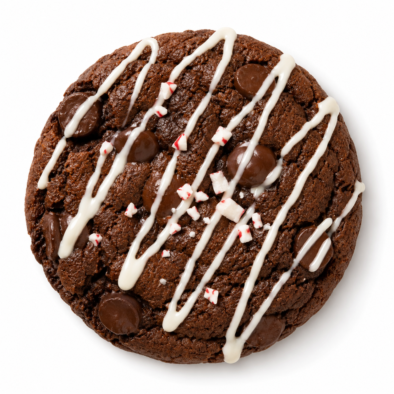 double chocolate and peppermint chip cookie